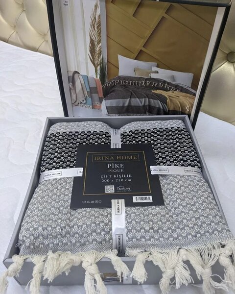 Хлопковые пледы пике с кисточками