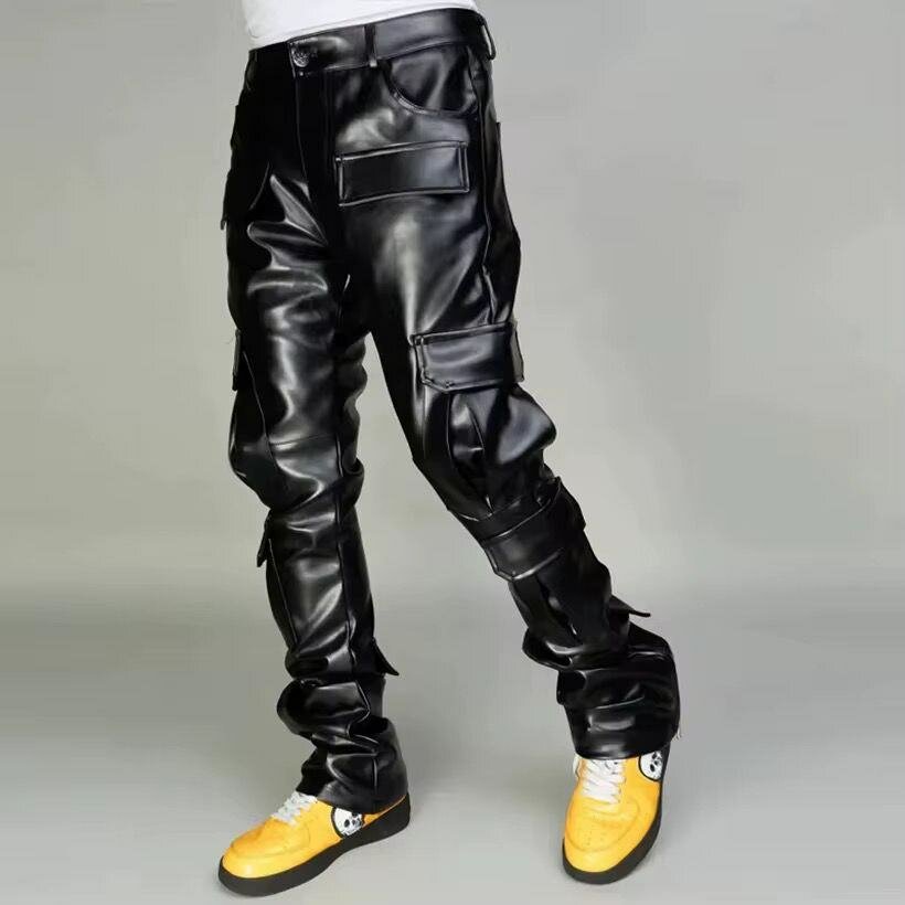Pantalons cargo en cuir tendance
