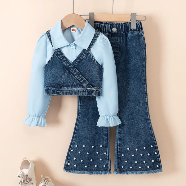 Ensemble fille denim perlé