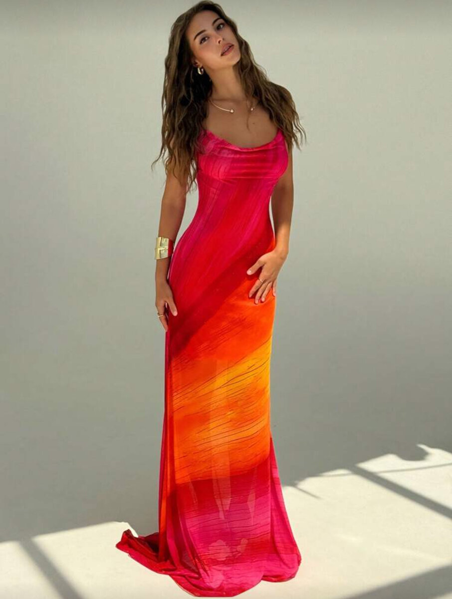 Robe maxi bohème décolleté