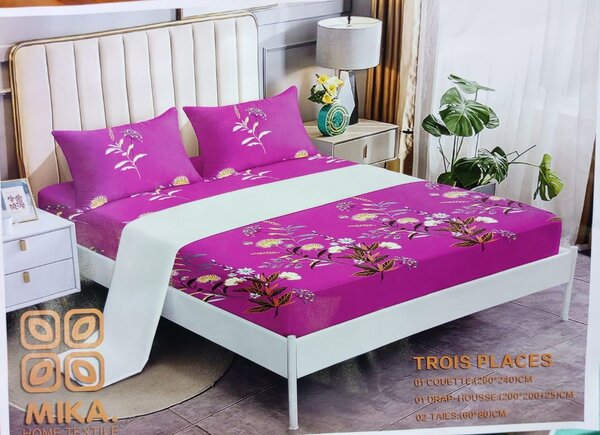 Parure de lit floral violet