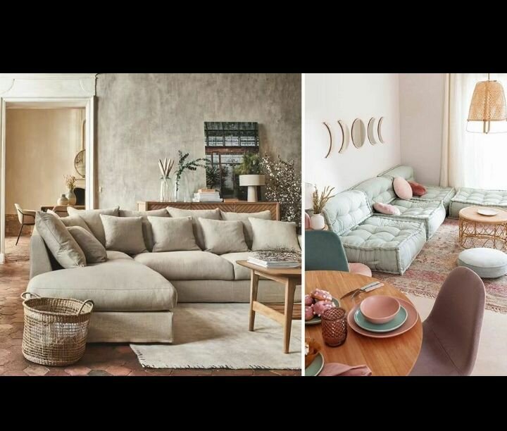 Canapé d'angle convertible en tissu