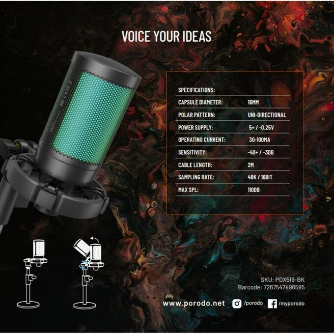 Microphone Condensateur RGB Pro