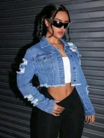 Veste en jean déchirée femme