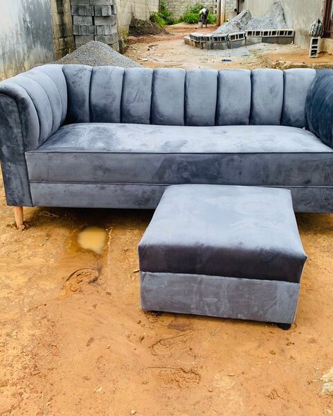 Grey sofa and ottoman