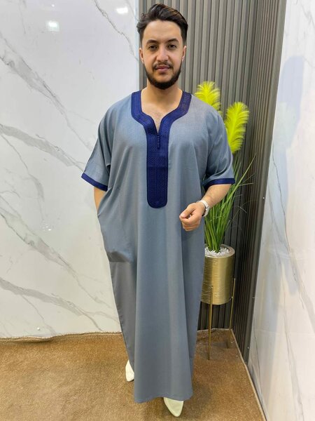 boubou homme gris-bleu