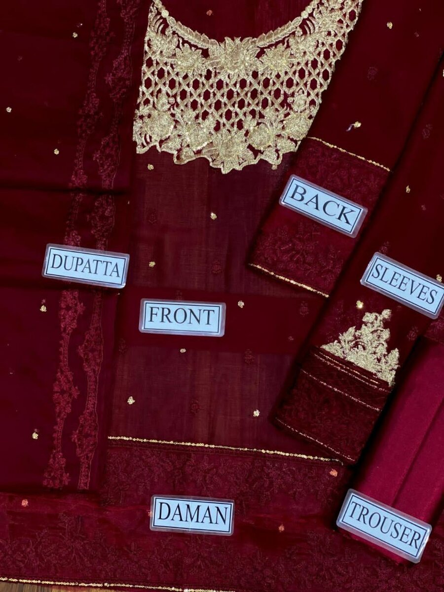 Chiffon and satin silk 3 pc