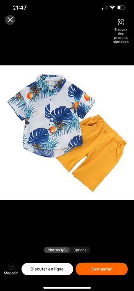 Ensemble chemise culotte pour