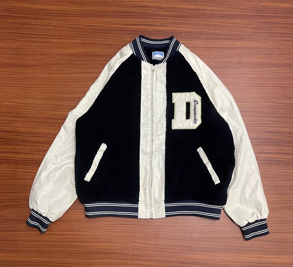 donsmoke wool leather american baseball jacket