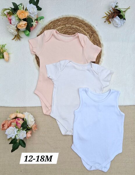 Lot de 3 bodies bébé coton