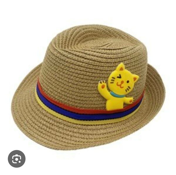 Chapeau enfant paille chat