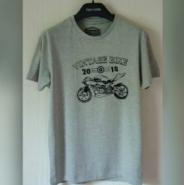 Wears Printed Bike Light Grey Round Neck Half Sleeve T-Shirt for Men