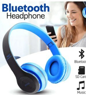 P47 Wireless Headphones - Bluetooth Foldable Headset with Microphone, FM Radio, TF Support - Perfect for PC, TV, Smartphones & Tablets