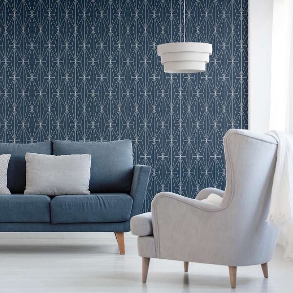 Papier peint géométrique bleu