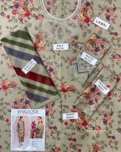 Lady's 3pc Unstich Suit Fabric With Patch