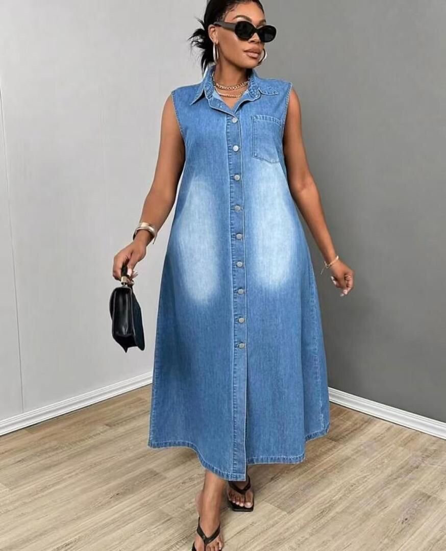 Robe longue en denim
