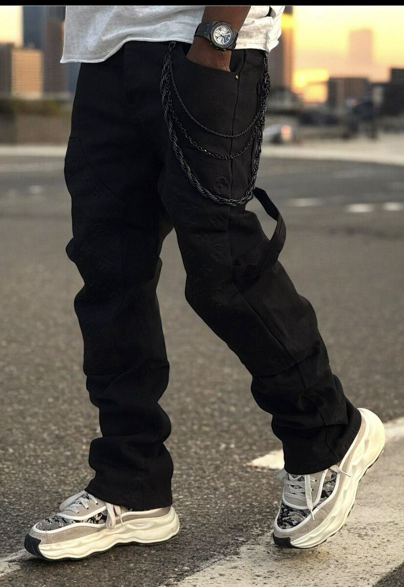 Jean Cargo Noir Streetwear Homme