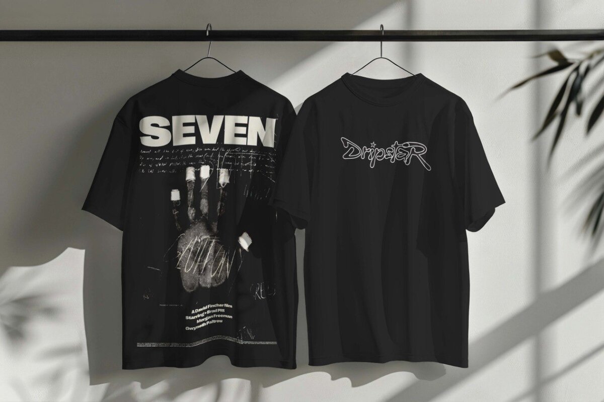 T-shirt Graphique Noir SEVEN