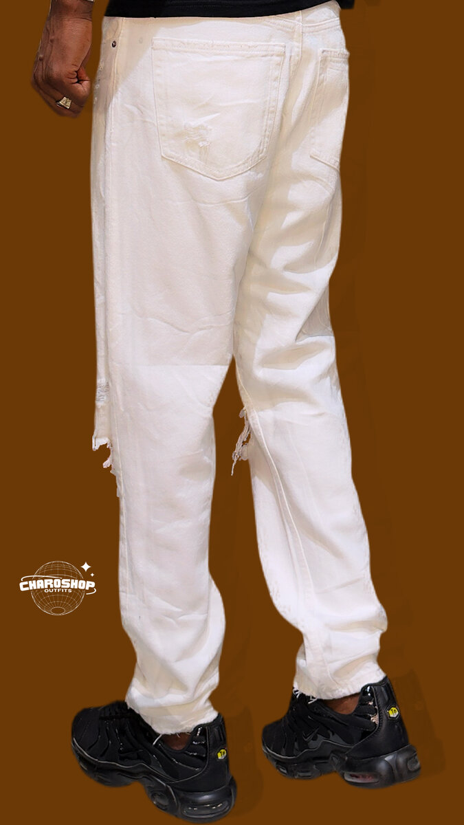 Jean blanc déchiré homme
