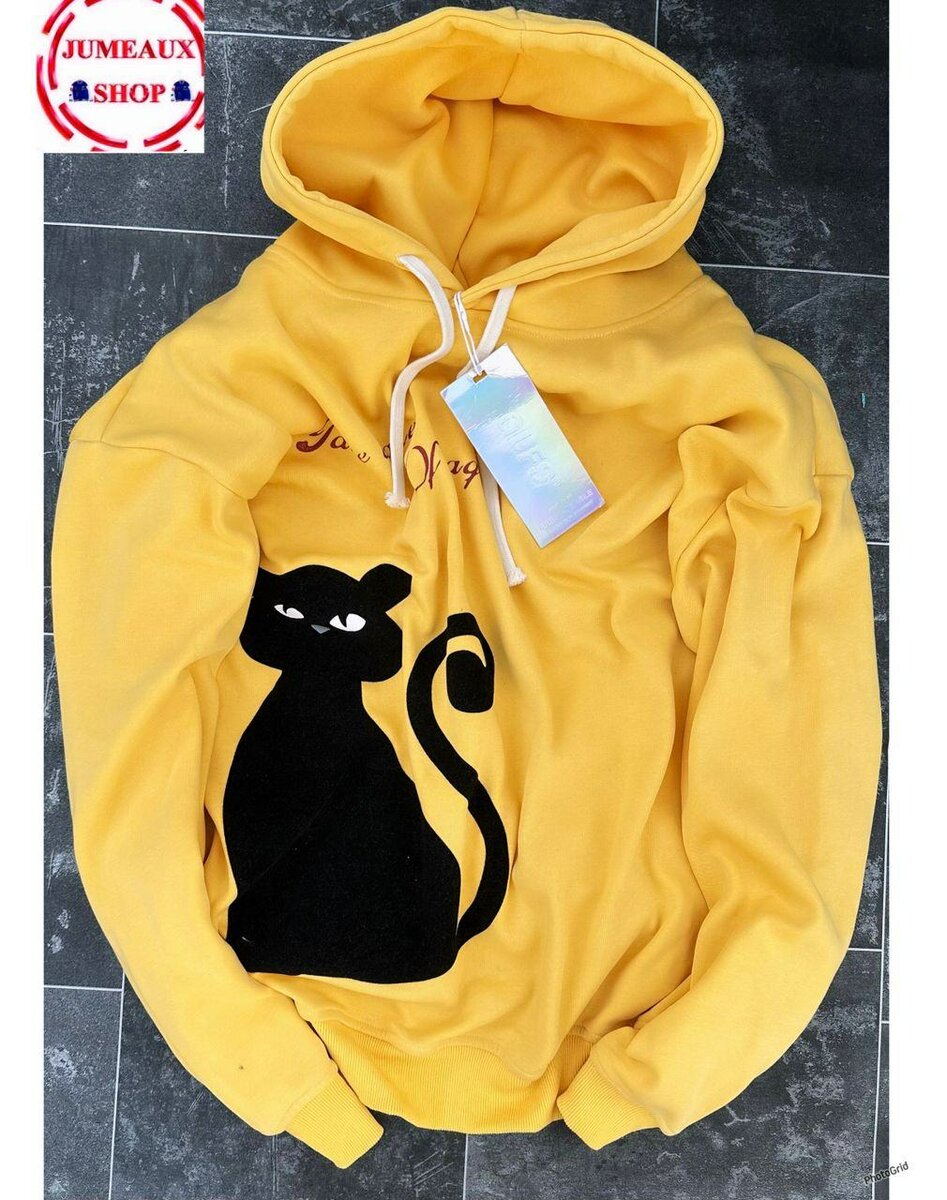 Sweat à capuche chat noir