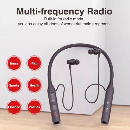60Hours Bluetooth FM Radio SD Card Slot Neckband with 5 Equa