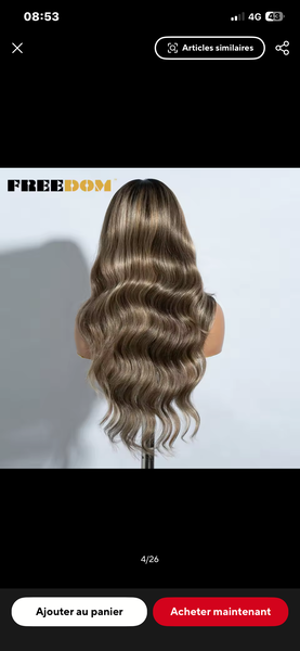 Perruque longue ondulée femme