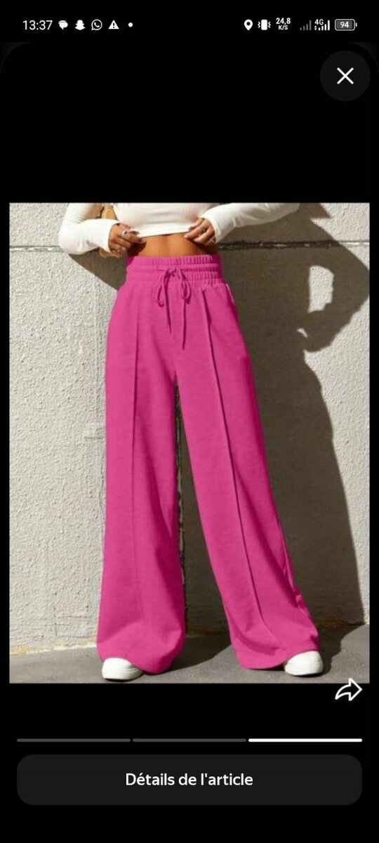 Pantalon large taille haute femme