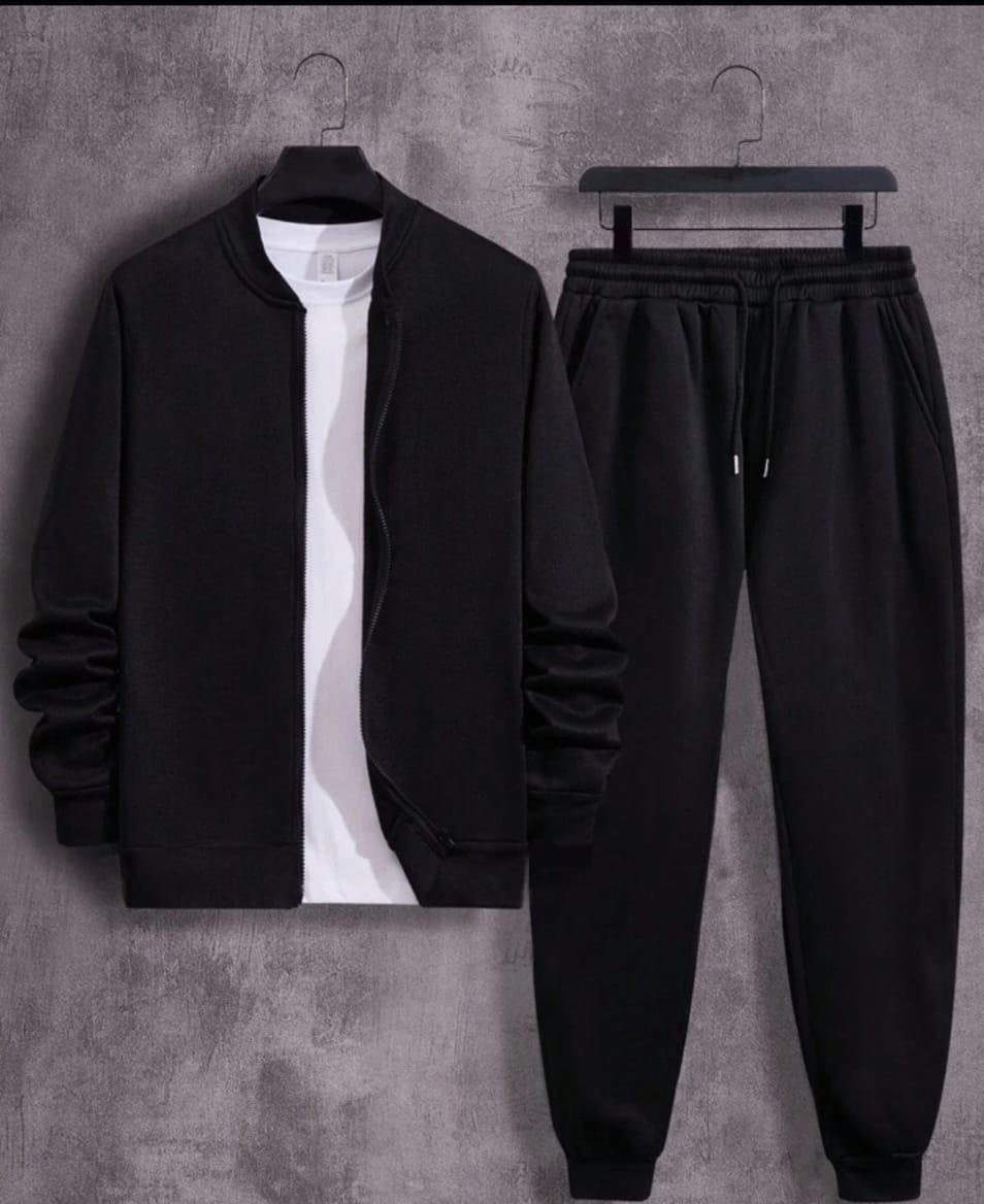 Men's fleece zipper track suit  with free home delivery