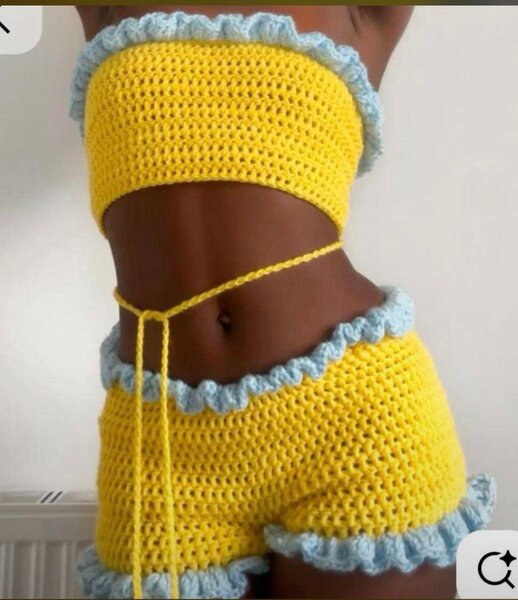 Ensemble crocheté jaune