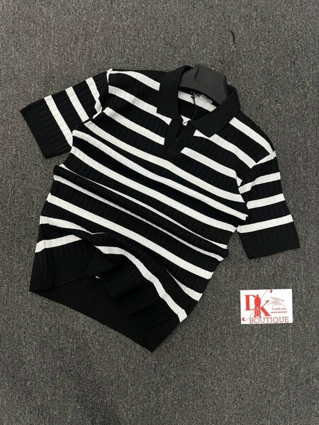 Polo noir et blanc rayé
