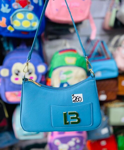 Ladies fancy hand bags white blue