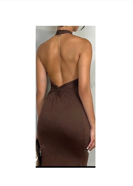 Brown Halter Neck Dress