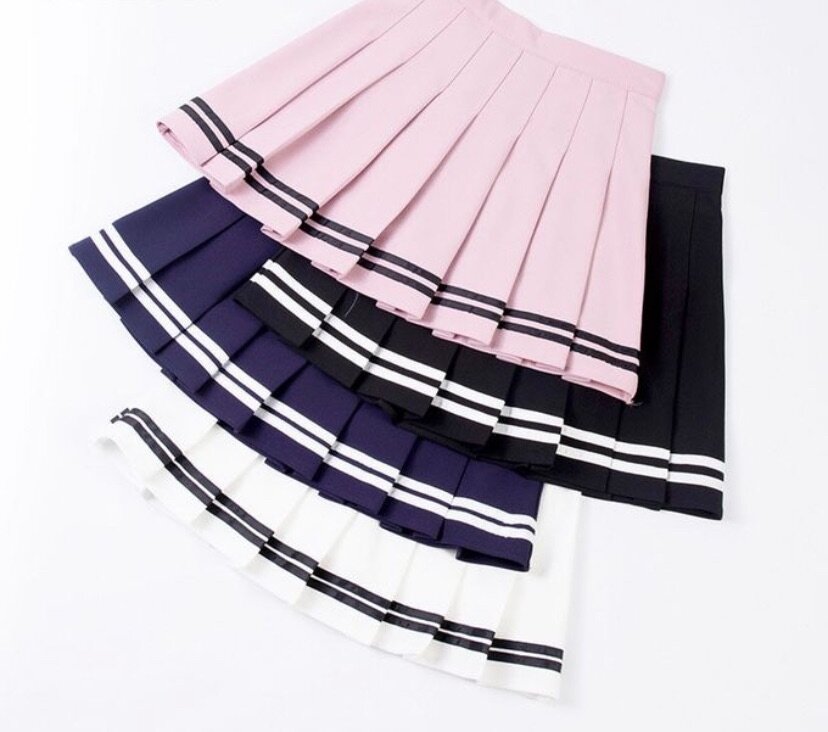 Summer A-Line Women Skirt Striped Stitching Sailor Pleated S