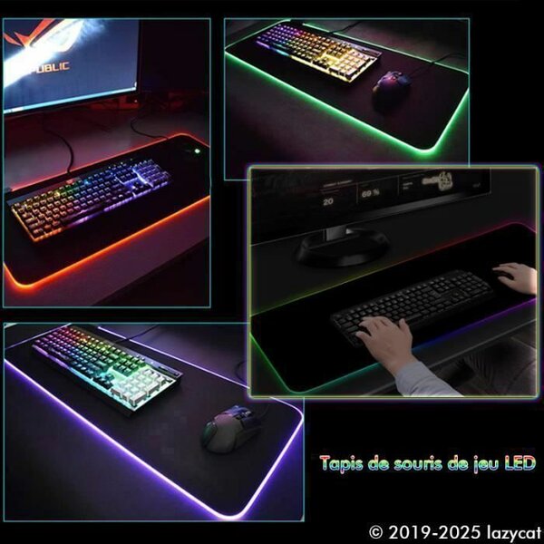 Tapis de Souris LED RGB Gaming avec 7 Couleurs