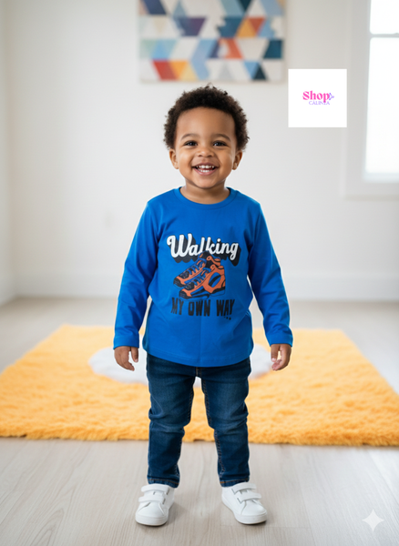 T-shirt enfant bleu "Walking"