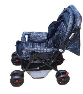 8 Big Tyres Alloy Foldable Baby Stroller Pram For Newborn Double Handle ( 2 in 1 Position )