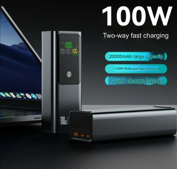 Powerful 100 w fast charging power bank 20,000 milliamps