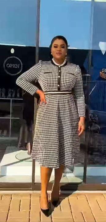 Women's Black and White Plaid Dress