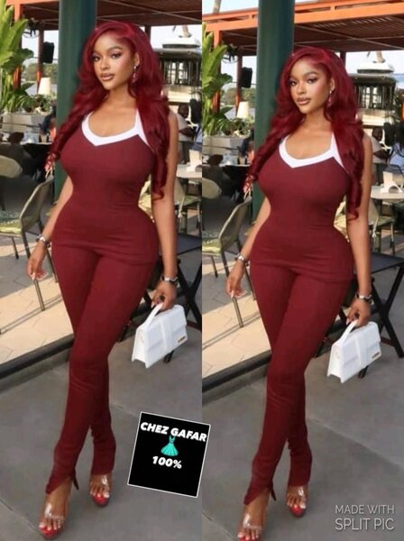 Combinaison élégante rouge bordeaux