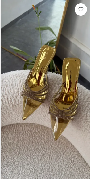 Genesis Gold diamanté Clear Mules