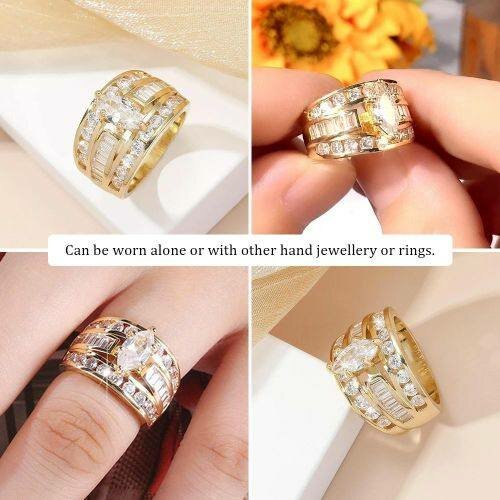 Bague en or avec cristaux étincelants