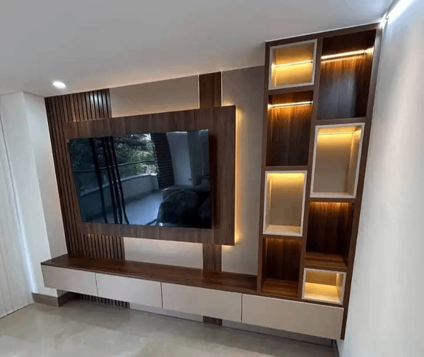 Meuble TV mural moderne éclairé