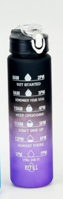 1Litre Sports Water Bottle with Scale and Motivational Time Marker