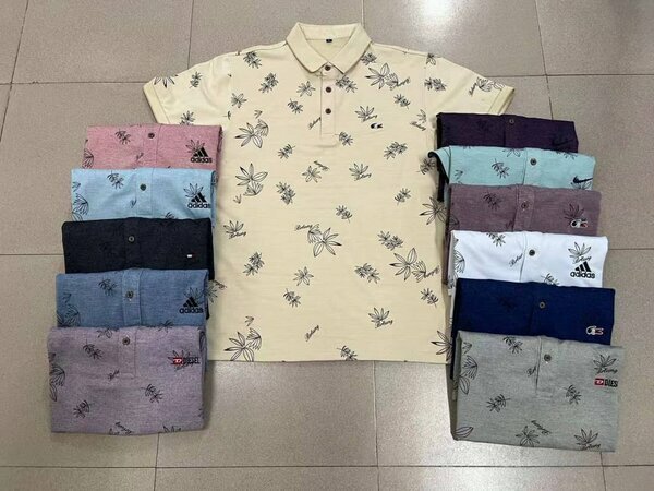 Polo homme motifs floraux multicolore