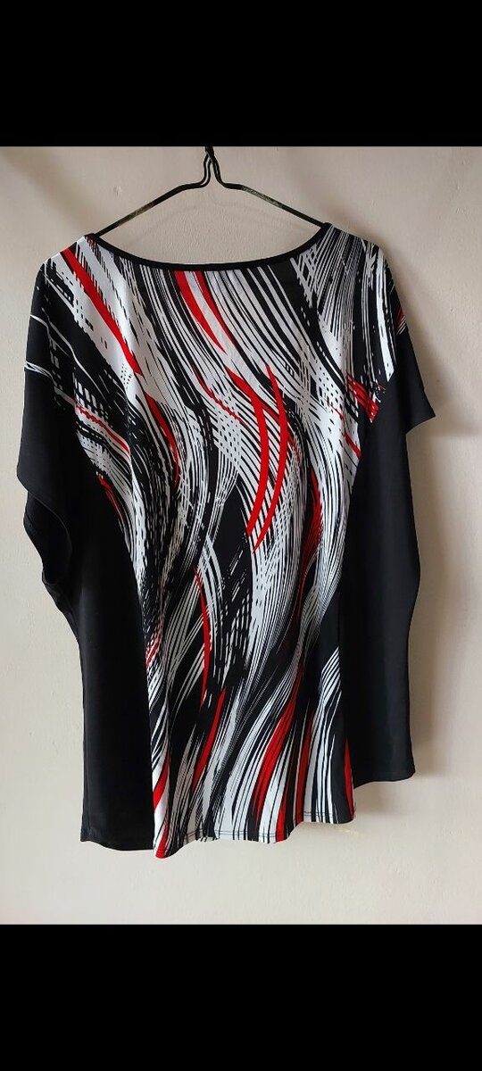 Black Blouse ( Red and White Detail)