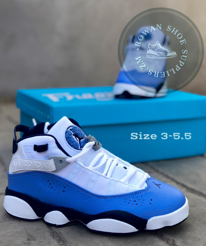 Men's Air Jordan 6 sneakers, blue and white