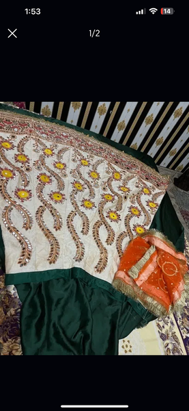 nikkah barat wear golden lehnga nd mehndi wear bridal lehnga