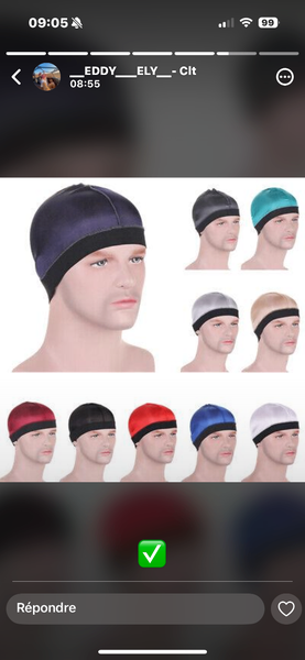 Ensemble de bonnet de sport en soie