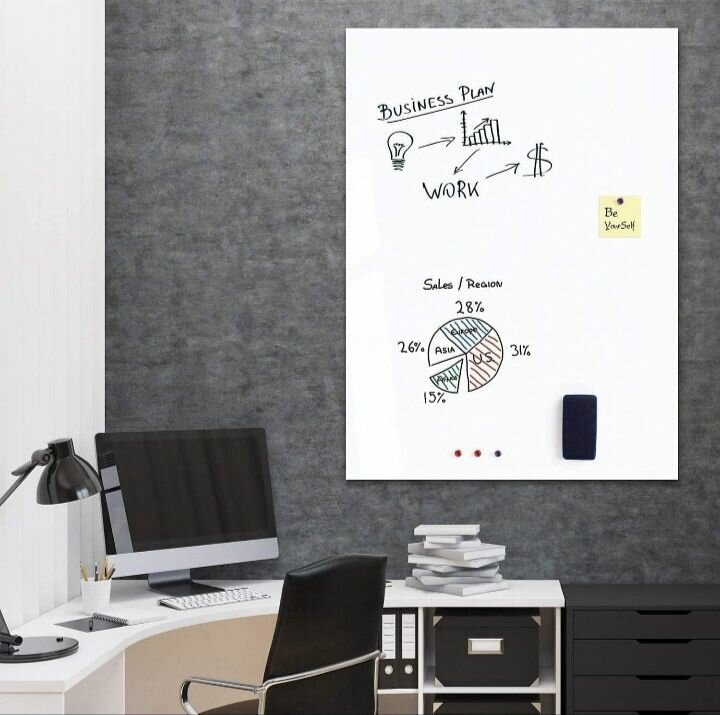 Tableau blanc 90x60cm flexible autocollant magnétique