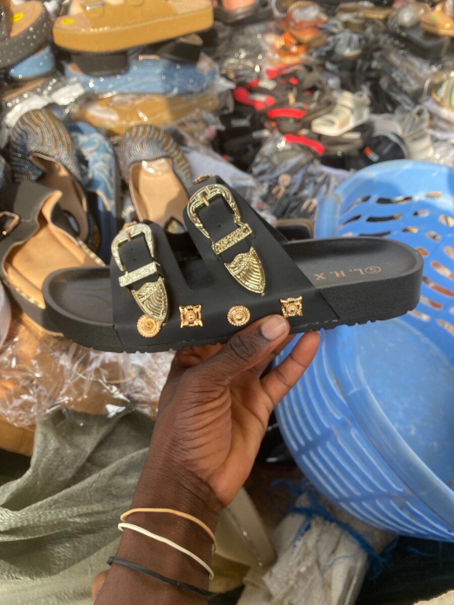 Sandales Noires Décorées Femme